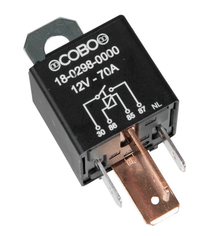 Rele Pornit-Oprit 12V-70A cu capete de 9mm și tensiunea suportului de 36199
