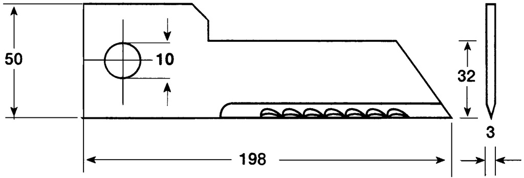 Cutit tocator de paie static 198x50-32x3 mm 45923