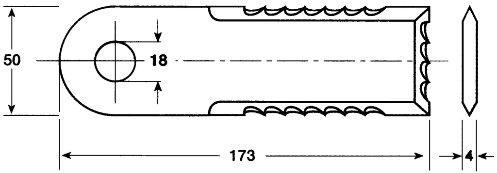 Lama dintata pentru cositoare pentru taierea furajelor 173x50x4 mm 45929