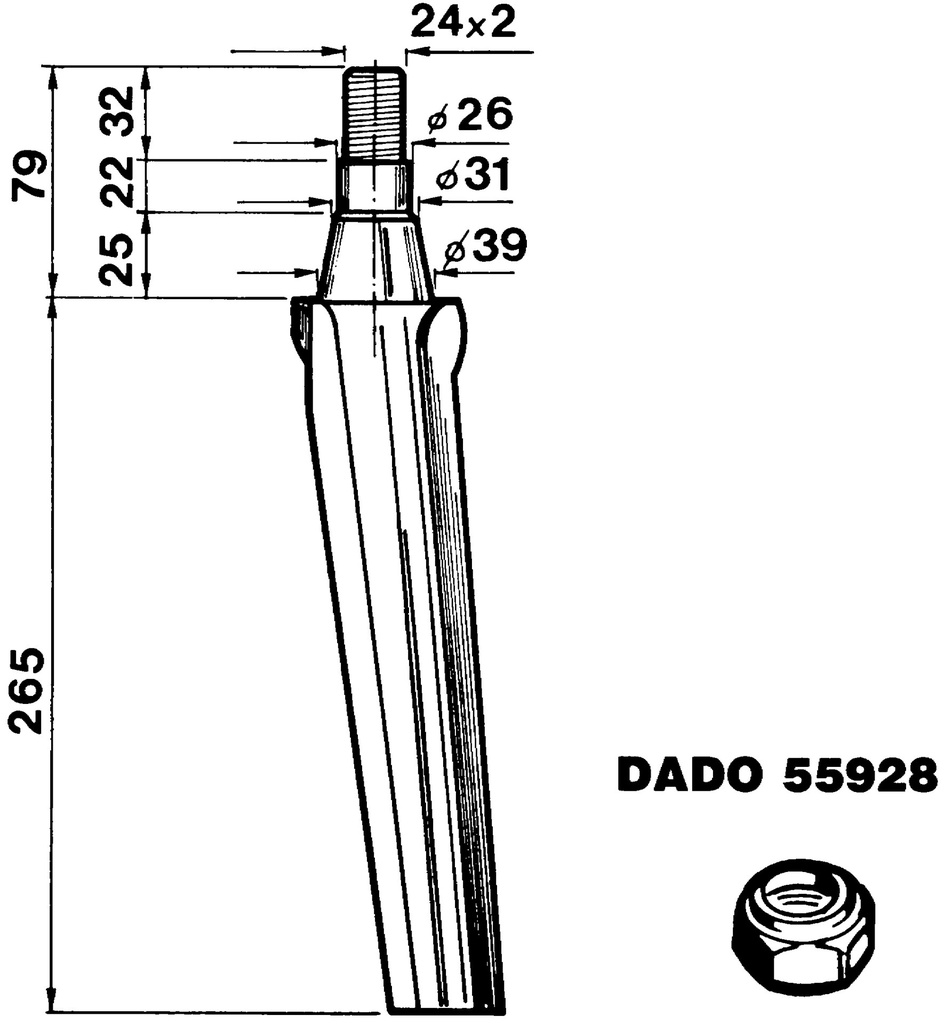 Cutie pentru grape motorizate - Plat conic 265 mm 55164