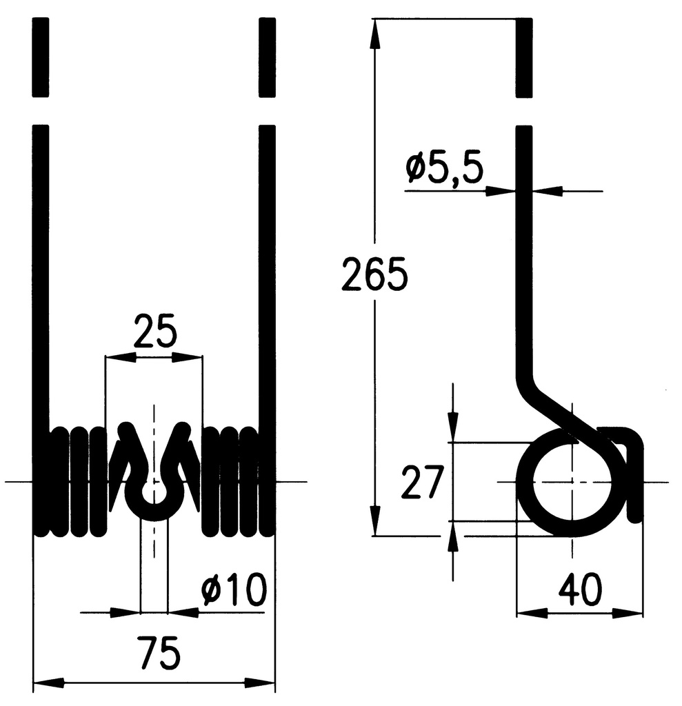 Arc pentru greble de livrare laterală 265 mm 55550