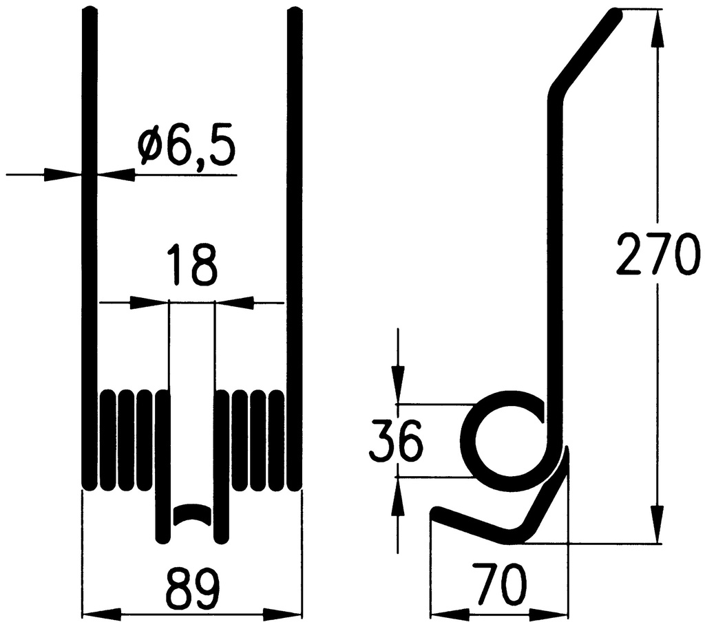 Arc pentru greble de livrare laterală 270 mm 55561