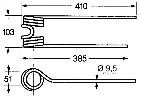 Arc pentru fânătoare rotative Later dreapta 410 mm 57175