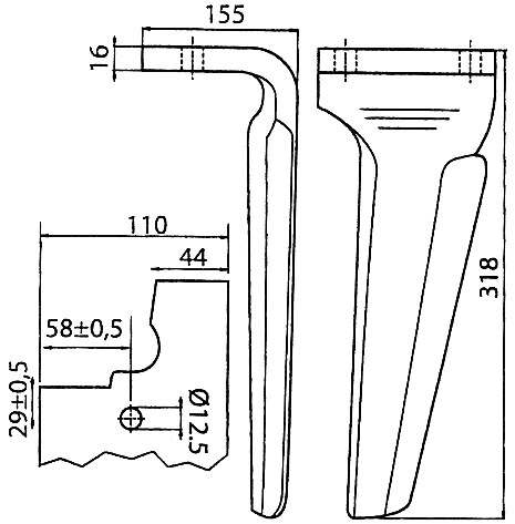 Diante pentru grape rotative Atașare rapidă 318 mm 57193