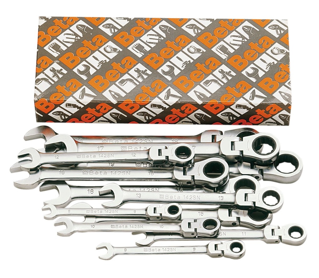 Set de 13 chei combinate cu clichet cu capăt pivotant 70090