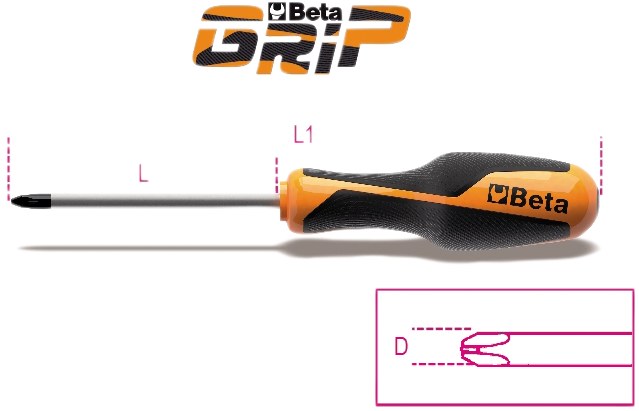 Șurubelniță pentru șuruburi Phillips® cu cap Cruce - Beta GRIP 60 mm 70256