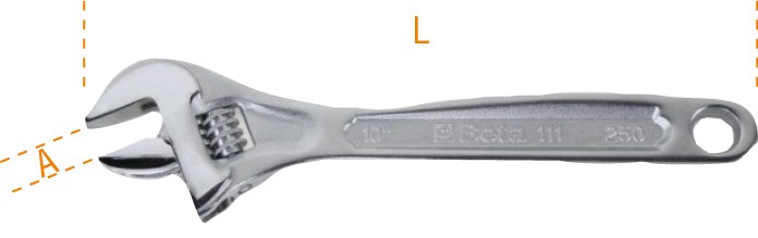 Cheie scurtă reglabilă cromată cu deschidere mărită 170 mm 70308