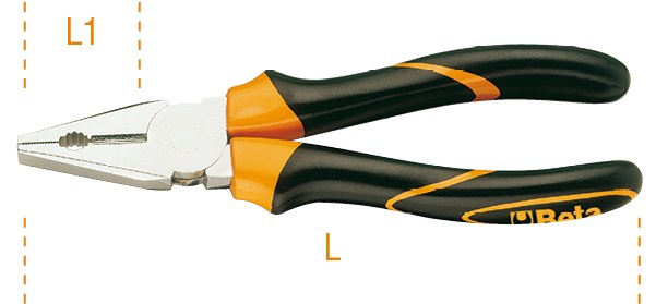 Clești combinat plăci cromate strălucitoare mânere bi-material 200 mm 70351
