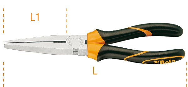 Clește cu vârf plat drept foarte lung cu mânere bi-material 200 mm 70352