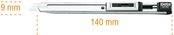 Cutter extraplat de 9 mm cu 2 lame de rezervă 70372
