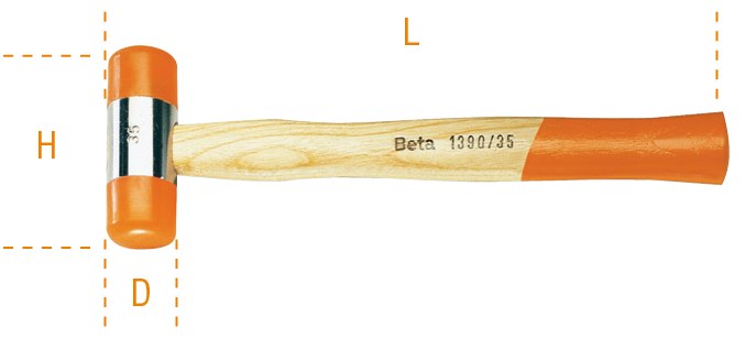 Ciocane cu fețe din plastic cu arbori din lemn Diametru - d 35 mm 310 mm 70391