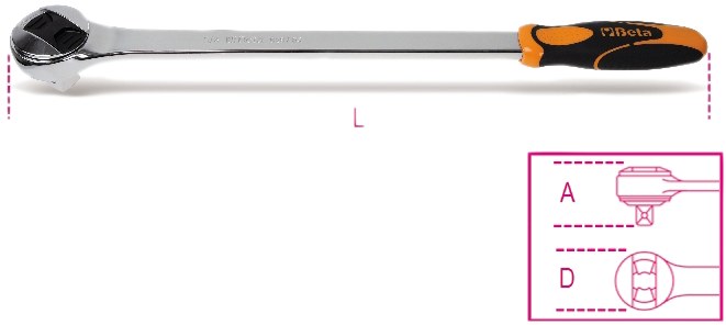 Clichet reversibil cu 72 de dinți cu antrenare pătrată tată de 3/4". 510 mm 70482