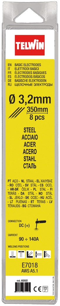 Pachet de 8 electrozi de bază pentru sudare din oțel 350 mm 70536