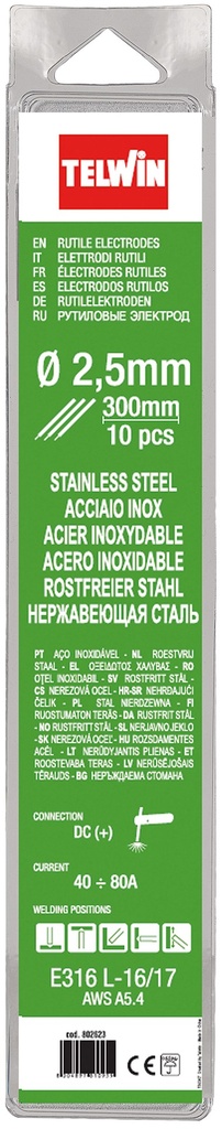 Pachet de 10 electrozi rutil de sudare din oțel inoxidabil 300 mm 70537