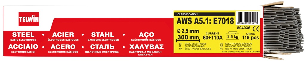 Pachet de 2,5 kg electrozi de bază pentru sudare din oțel 300 mm 70541