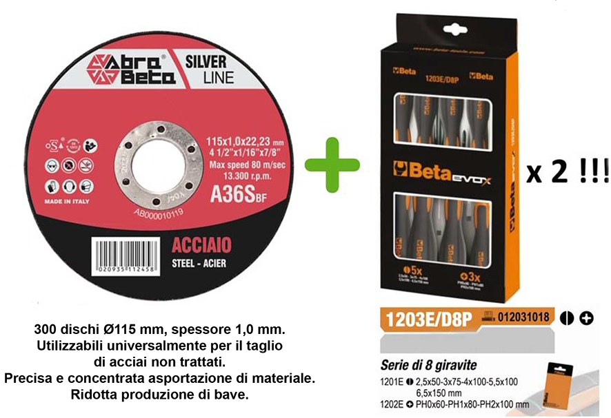 Kit care contine 300 discuri de taiere si 2 pachete de surubelnite 928837