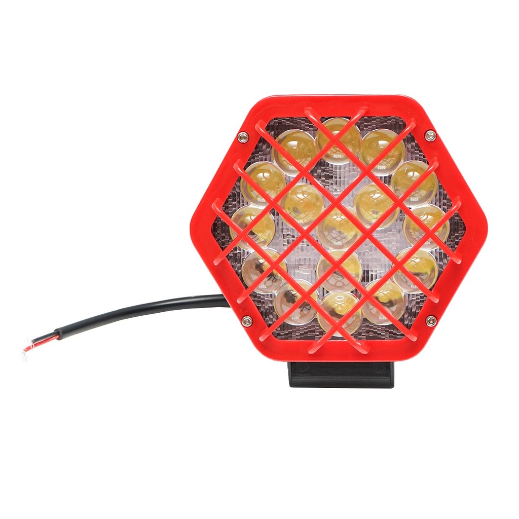 Lampa proiector cu grilaj plastic rosu tip spot, 16 leduri, DC 10-80V 48W unghi de radiere 30 grade
