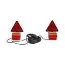 Set lampi LED magnetice cu triunghiuri reflectorizante pentru remorca, fisa 7 pini, cablu stopuri 2.5m cablu fisa 7.5m