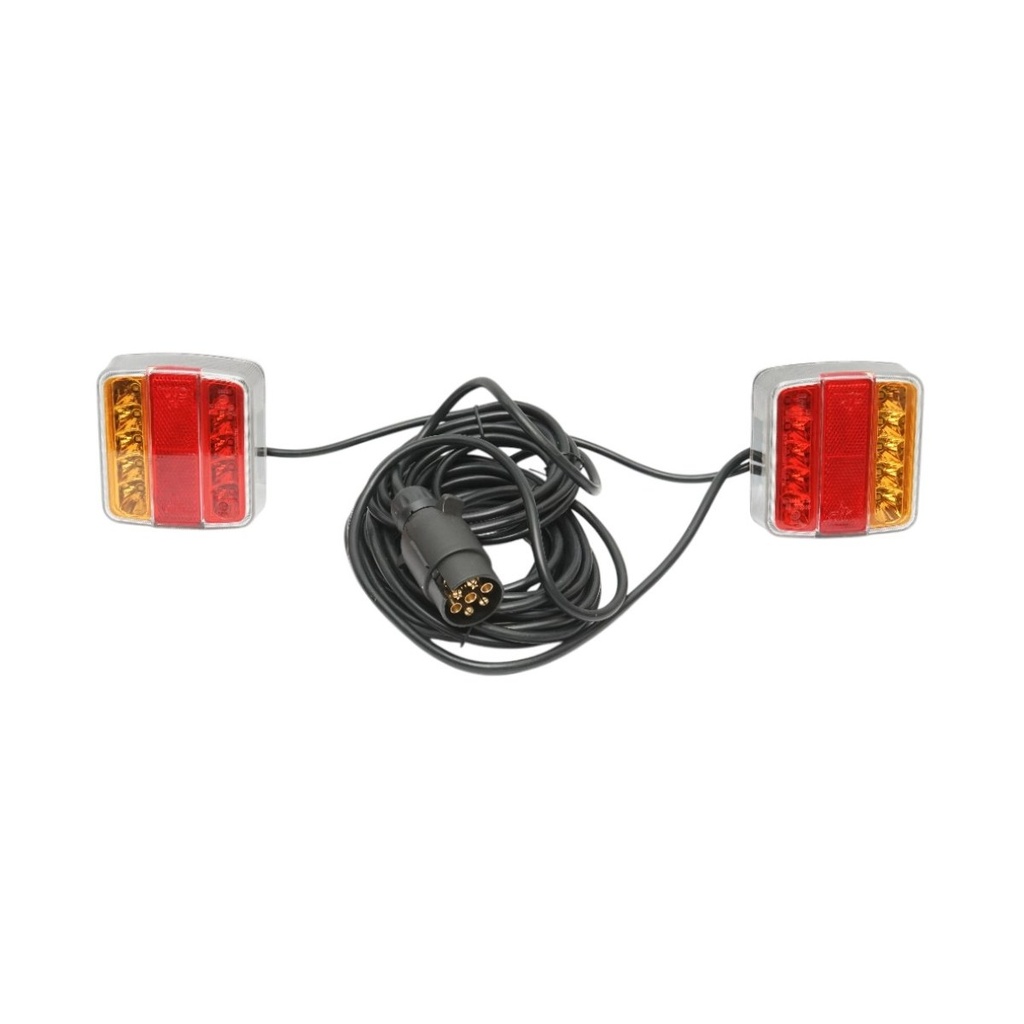 Set lampi LED magnetice 12V pentru remorca, fisa 7 pini, cablu stopuri 2.5m, cablu fisa 7.5m