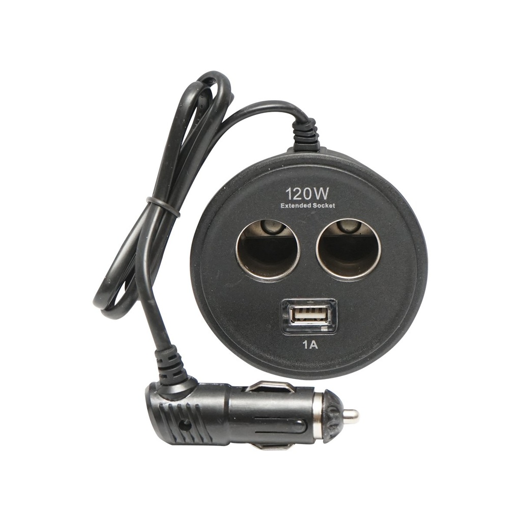 Adaptor triplu bricheta pt suport pahar cu cablu 1m