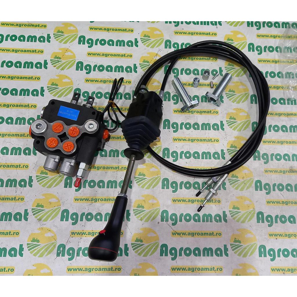 Distribuitor Hidraulic 2P80 cu Joystick si Cablu Comanda 2m