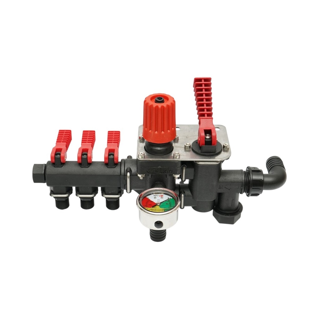 Distribuitor cu 3 cai si manometru cu glicerina pentru erbicidator