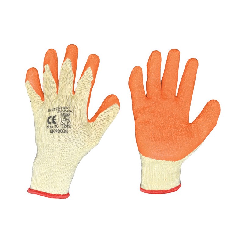 Manusi de lucru din bumbac latex galben-portocaliu marimea 10
