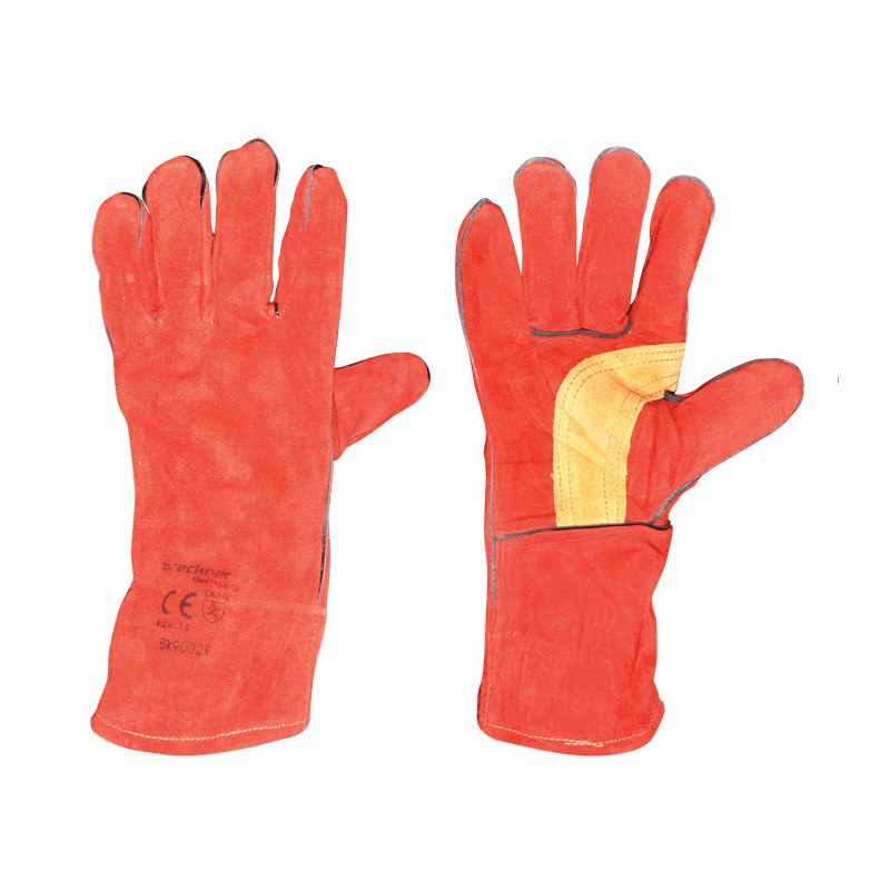 Manusi pentru sudura piele spalt rosii marimea 14 cu dublura la deget