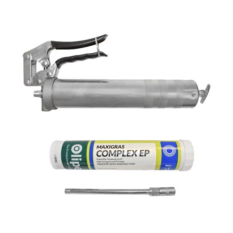 Pistol pentru gresat cu maner + tub vaselina Olipes (decalimetru presiune inalta)