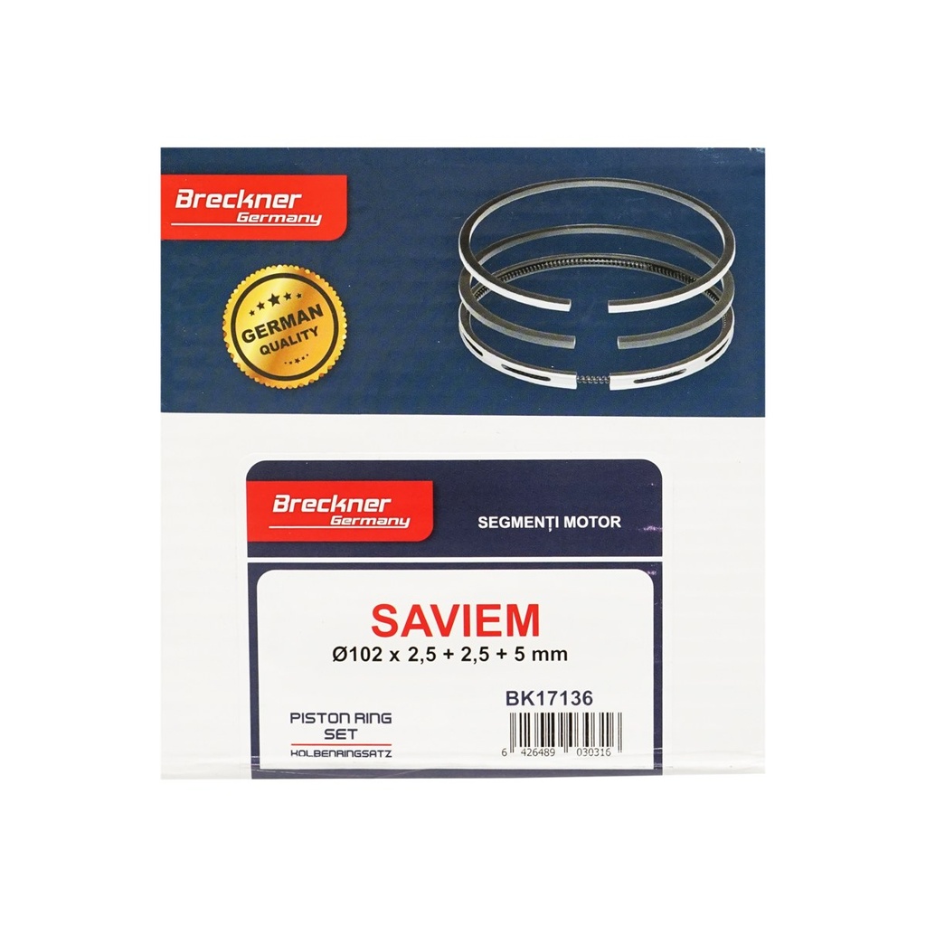 Segmenti motor Saviem, FIAT, fi 102mm 2,5x2,5x5mm