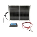 Panou solar 20W fotovoltaic monocristalin 400x300x17mm, regulator de incarcare 12/24V 10Ah, cablu 1.5/2m