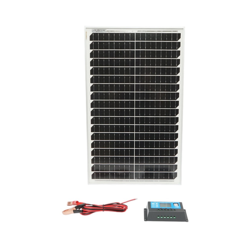 Panou solar 30W/18V fotovoltaic monocristalin 560x345x25mm cu regulator de incarcare 12/24V 10A, cablu 1.5/2m
