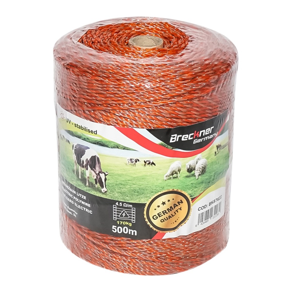 Rola fir portocaliu-maro fi 3mm 5x0.2mm SS, rezistenta 4.5 Ohm/m, 500m gard electric