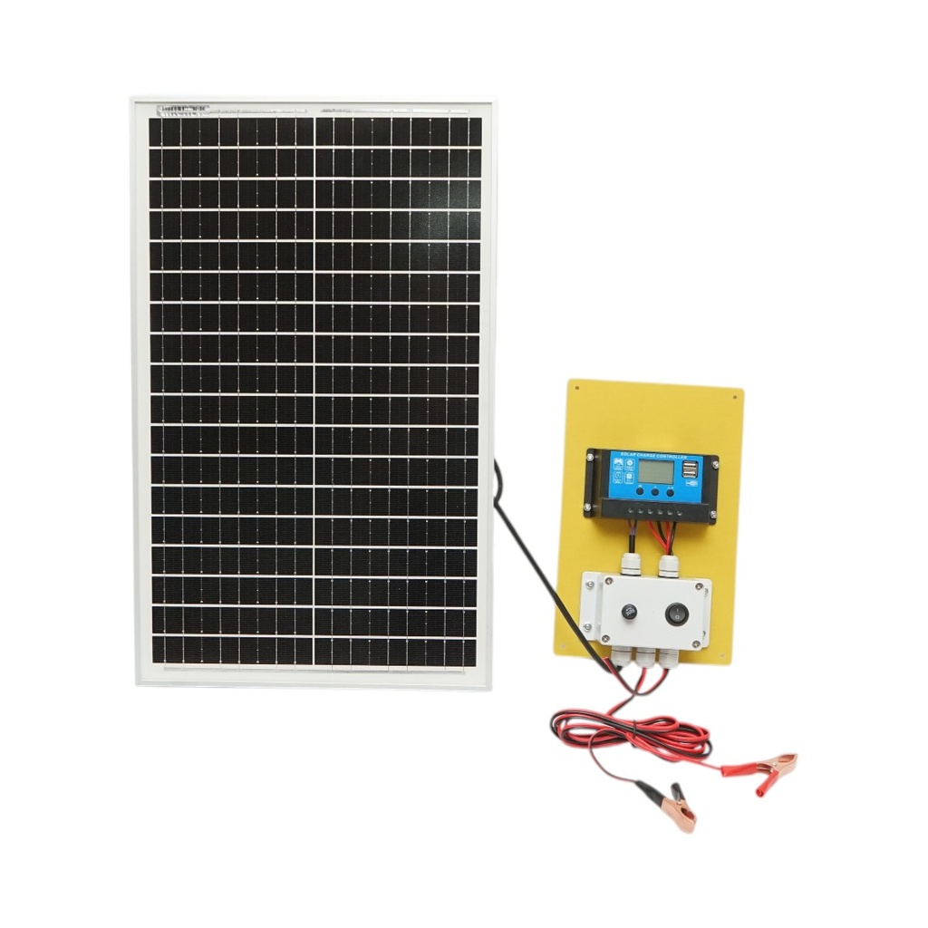 Panou solar 30W fotovoltaic monocristalin 560x345x25mm cu regulator 12-24V/10Ah, 2x USB si cablu 2m pentru baterie