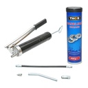 Pistol pentru gresat cu maner iesire orizontala si tub vaselina albastra 400g