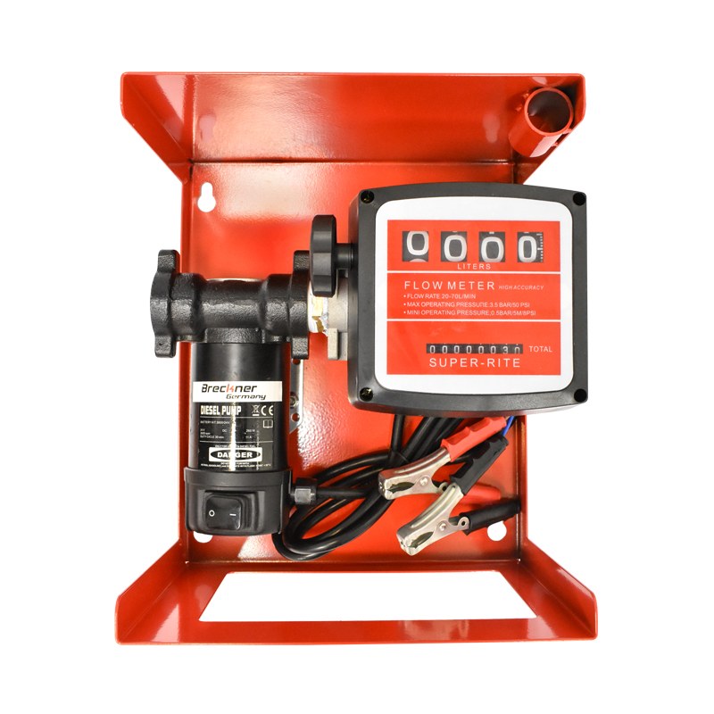 Pompa transfer motorina 24V, debit 55L/min cu contor, furtun aspiratie 1.5m, furtun presiune 4m si pistol