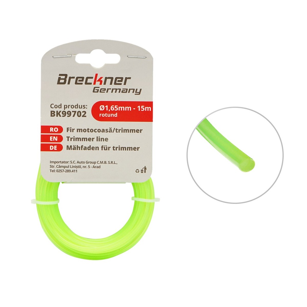 Fir rotund pentru motocoasa, 1.65 mm x 15 m