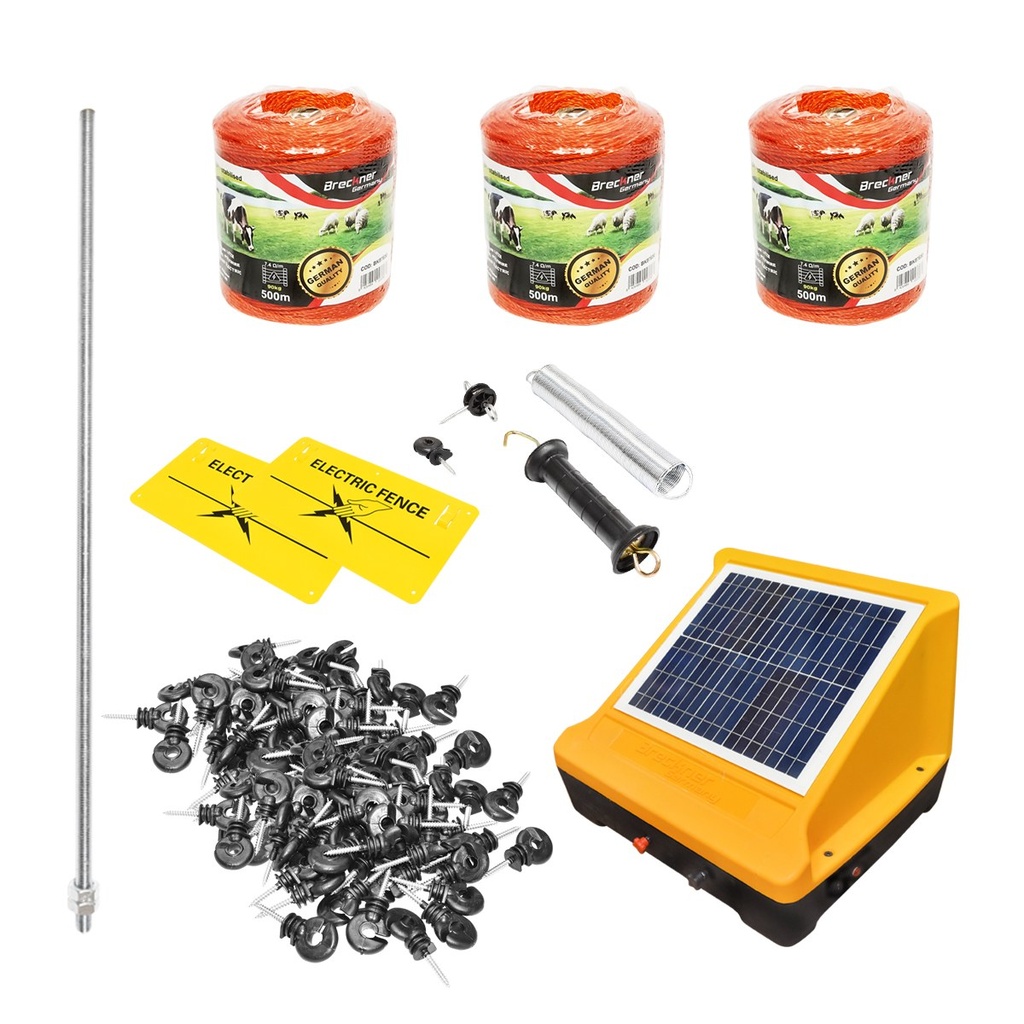 Kit gard electric 12V 4 Joule, panou solar 20W baterie 12V/12Ah, lungime fir electric 1500m
