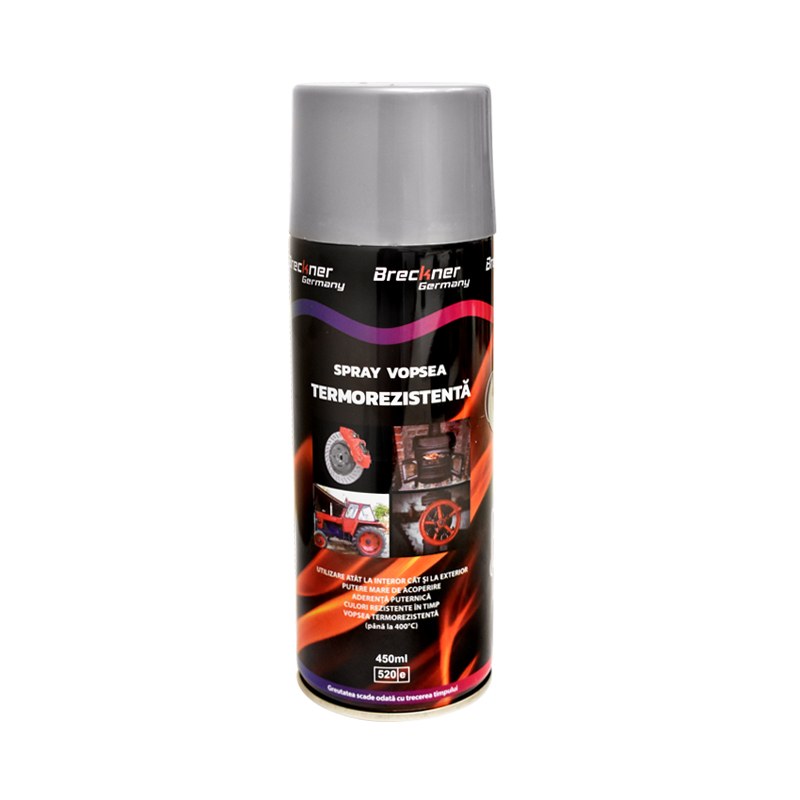 Spray vopsea acrilic termorezistent la 400 grade argintiu 450ml