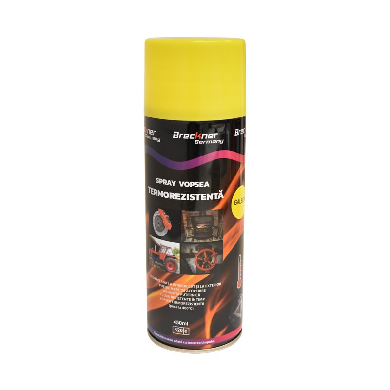 Spray vopsea acrilic termorezistent la 400 grade galben 450ml