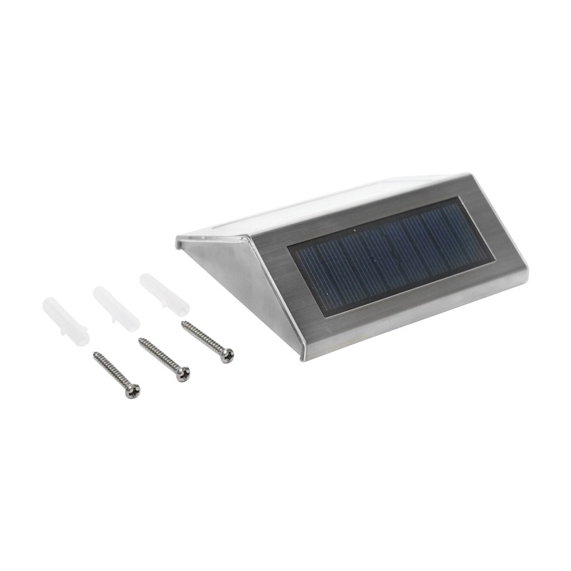 Lampa LED 3x0,06W pentru scari si gard cu panou solar 4W, baterie 3.2V si carcasa inox satinat