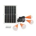 Sistem pentru iluminat cu becuri 4x16 LED-uri, panou solar 5V/10W si telecomanda