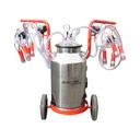 Aparat de muls vaci 2 posturi bidon 40L inox cu vid in cadru(vacuum)