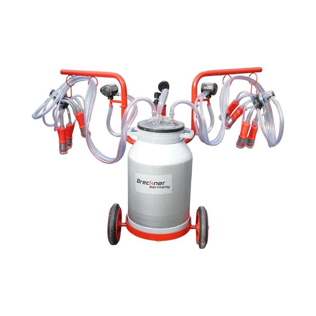 Aparat de muls vaci 2 posturi bidon 40L aluminiu cu vid in cadru(vacuum)