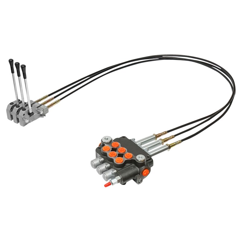 Distribuitor hidraulic cu 3 manete, lungime cablu 2m presiune 250 bar debit 80L/min