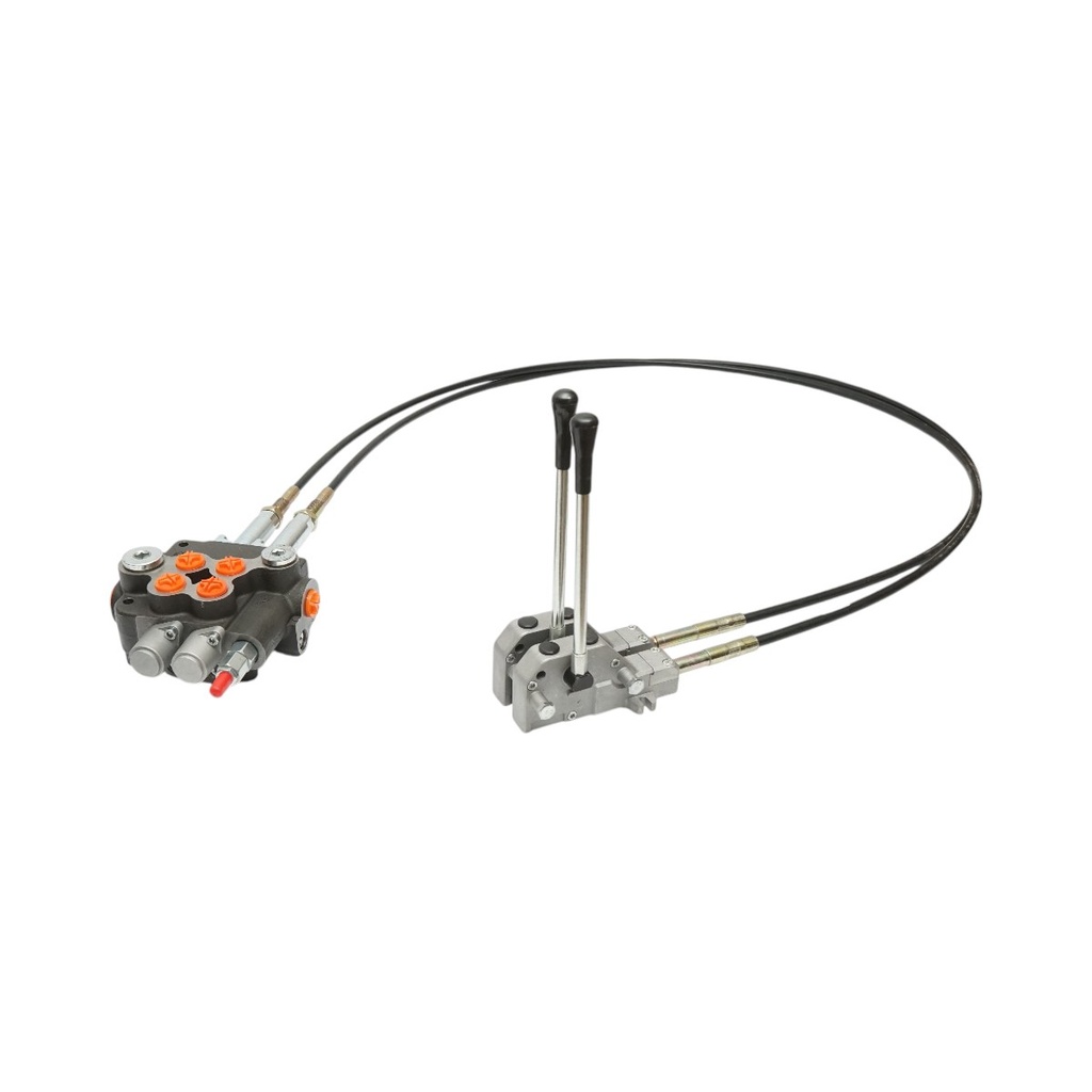Distribuitor hidraulic cu 2 manete, lungime cablu 2.5m, presiune 250 bar, debit 80L/min