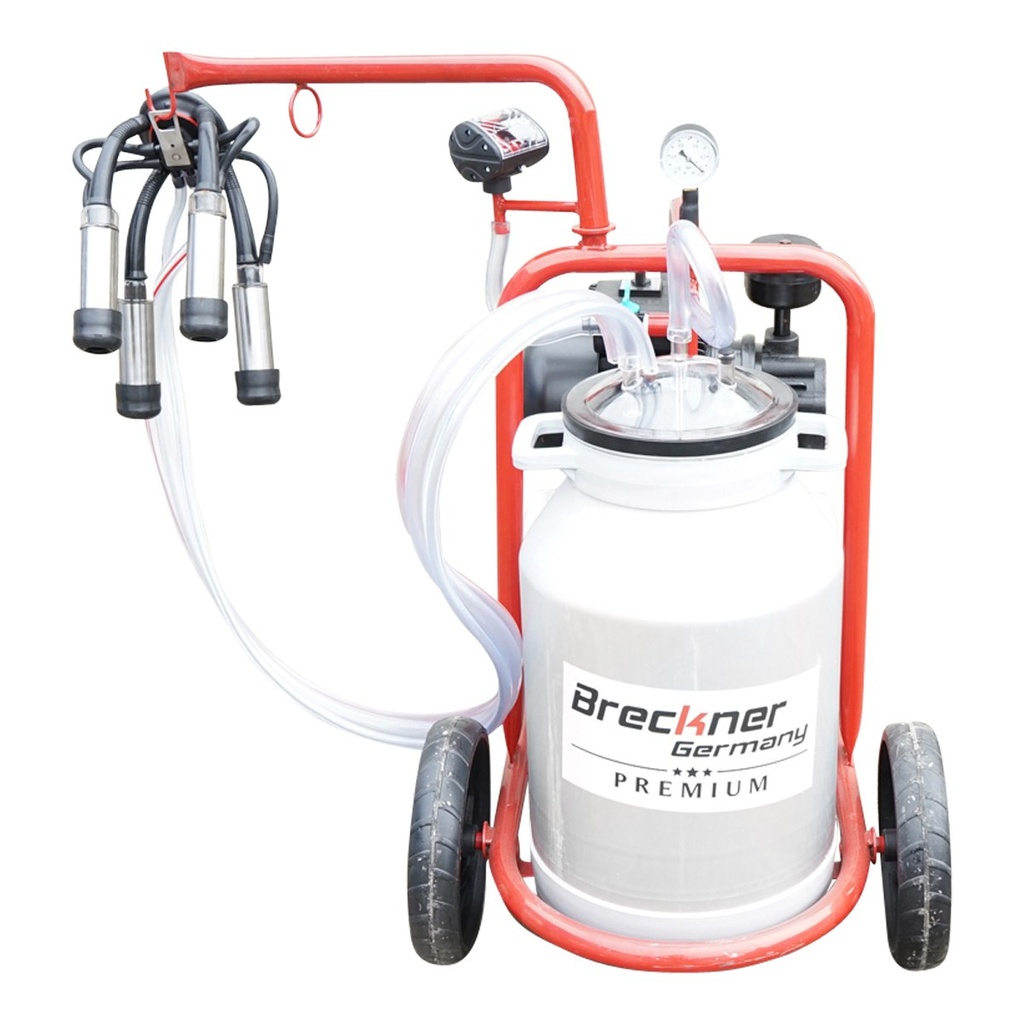 Aparat de muls vaci cu grup colector 160cc, sasiu vopsit electrostatic, bidon aluminiu 30L, 1 post