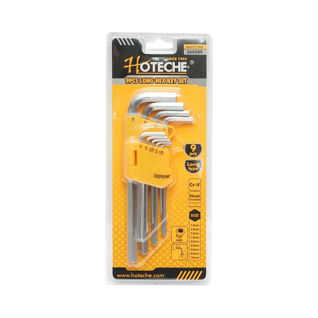 Set 9 chei imbus hexagonale lungi 1.5-10mm Cr-V Hoteche