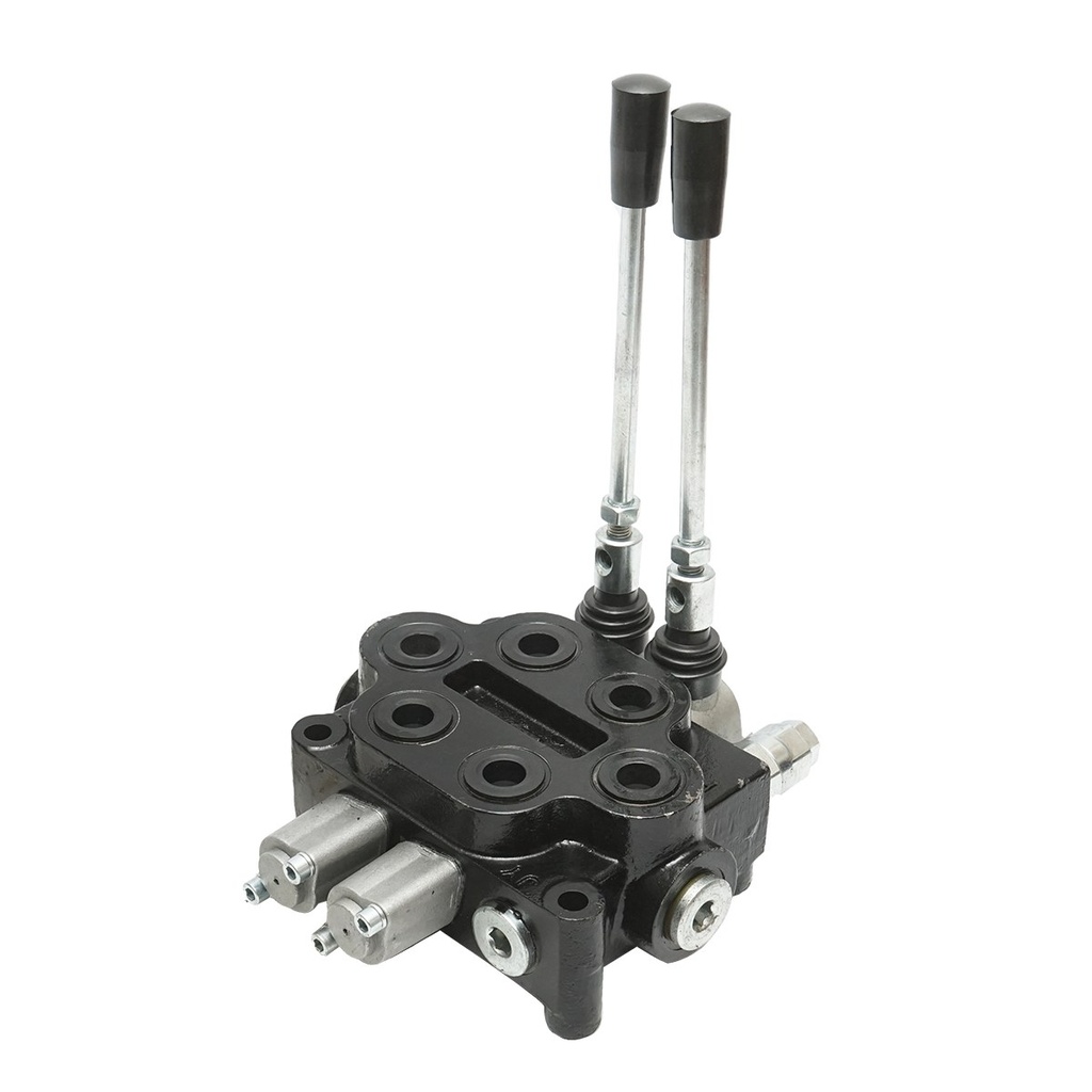 Distribuitor hidraulic cu 2 manete 150 Bar, debit 80L/min M22x1.5mm pentru Tractor Forestier si Graifer
