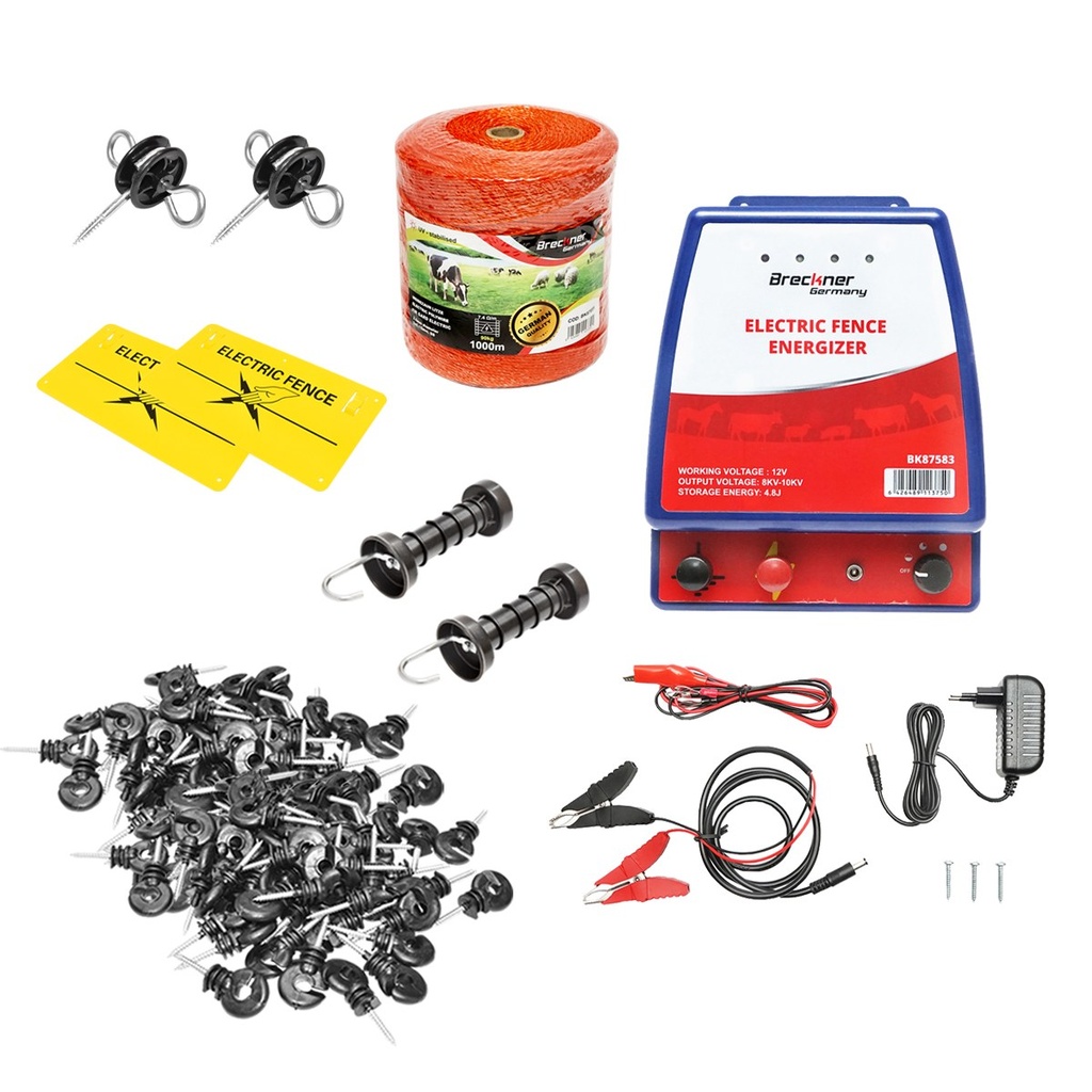 Kit complet gard electric 12/220V, 3,5 Joule lungime fir 1000m, 100 izolatori